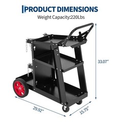 Built-In Gas Tank Holder And Push Handle Equip This Welding Cart, Three Layer Ca