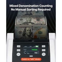 Uimoso Money Counter Machine with Value Bill Counting, 1200 Notes per Minute