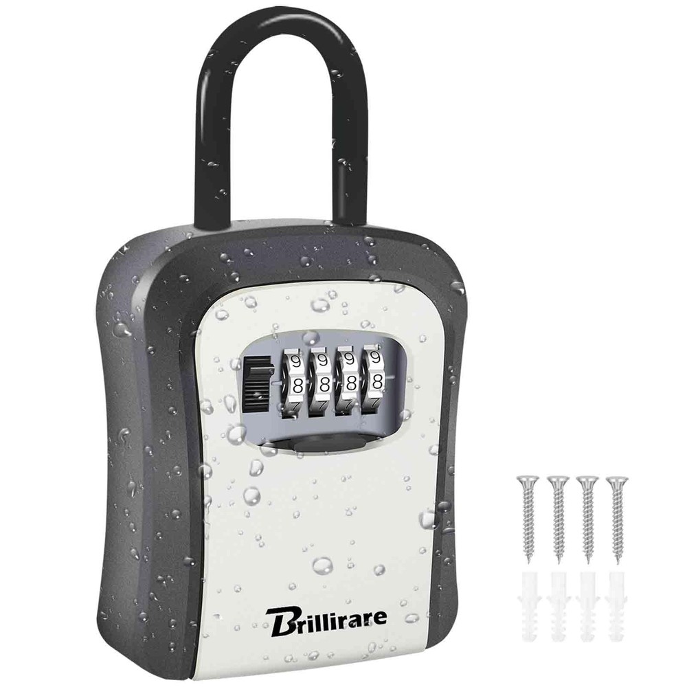 Key Lock Box, Waterproof 4 Digits Combination Lockbox with Removable Shackle,…