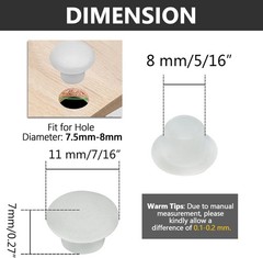 100PCS 8mm 5/16″ White Plastic Hole Plugs – Snap in Locking Type for Cabinet …