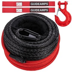 3/8″ x 92ft Synthetic Winch Rope, 25,500LBS Heavy Duty Winch Cable with Prote…