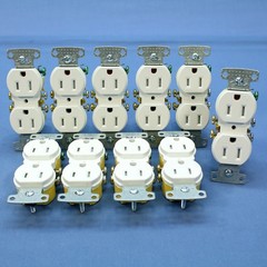 10 Hubbell White TAMPER RESISTANT Duplex Receptacle Outlets 5-15R 15A RR15SWTR