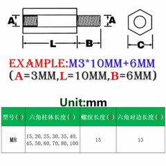 M8 + 15mm Male-Female Stainless Steel Hex Column Standoff Support Spacer Pillar
