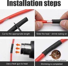1/8 Inch Marine Grade Heat Shrink Tubing Black Waterproof Electrical Insulation