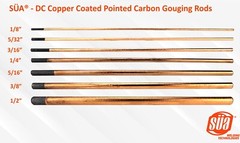 SÜA® – DC Copper Coated Pointed Carbon Gouging Rods – ALL SIZES AND PACKAGE QTTY
