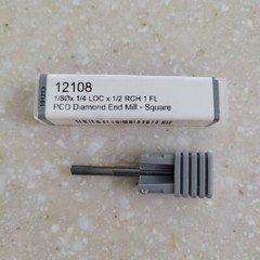 Harvey Tool #12108 PCD Diamond End Mill-Square, 1/8 DIA x 1/4 LOC x 1/2 RCH 1 FL