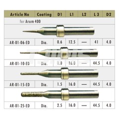Arum 5X-400 Milling Burs for Glass Ceramic Dental CAM/CAD Milling Tools 4 Shank