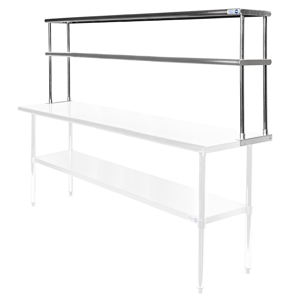 Commercial Stainless Steel Kitchen Prep Table Wide Double Overshelf – 30″ x 72″