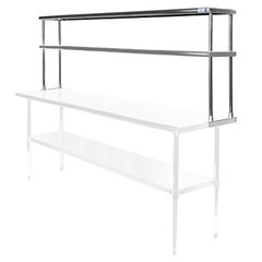 Commercial Stainless Steel Kitchen Prep Table Wide Double Overshelf – 30″ x 72″