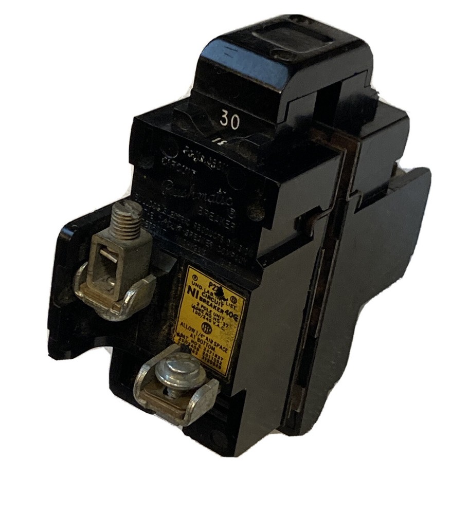 Pushmatic P230 circuit breaker, 30 amps, 2 poles, Box Lugs 120/240 VAC, used (C)