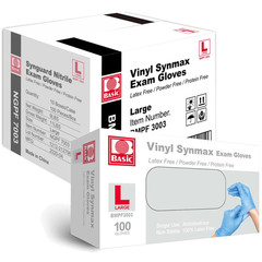Basic Synmax Vinyl Exam Gloves Disposable Exam Gloves, 4 Mil, Blue, Latex & Powd