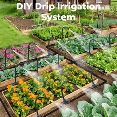 230FT Drip Irrigation Kit: 40 Nozzles, Adjustable Misting Sprinkler System