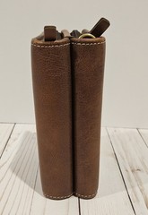 VTG Franklin Covey Brown Full-Grain Leather 2-Zipper Wallet Binder – RARE
