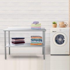60” x 24” Stainless Steel Table for Prep & Work with Backsplash for Kitchen