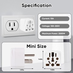 3 Pack US Travel Plug Adapter- EU, UK, AU, CN, JP, Italy, Brazil to American …