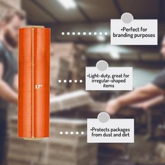 Orange Color Shrink Wrap 17″ x 1476′ Pre-Stretch Hand Film 4 Rolls
