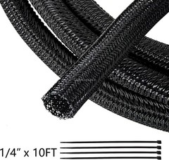 10 Feet Split Braided Cable Sleeve Self Wrap Wire Loom Cord Management Protector