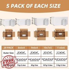 EXYGLO 20 Pack White Assorted Size Shipping Boxes