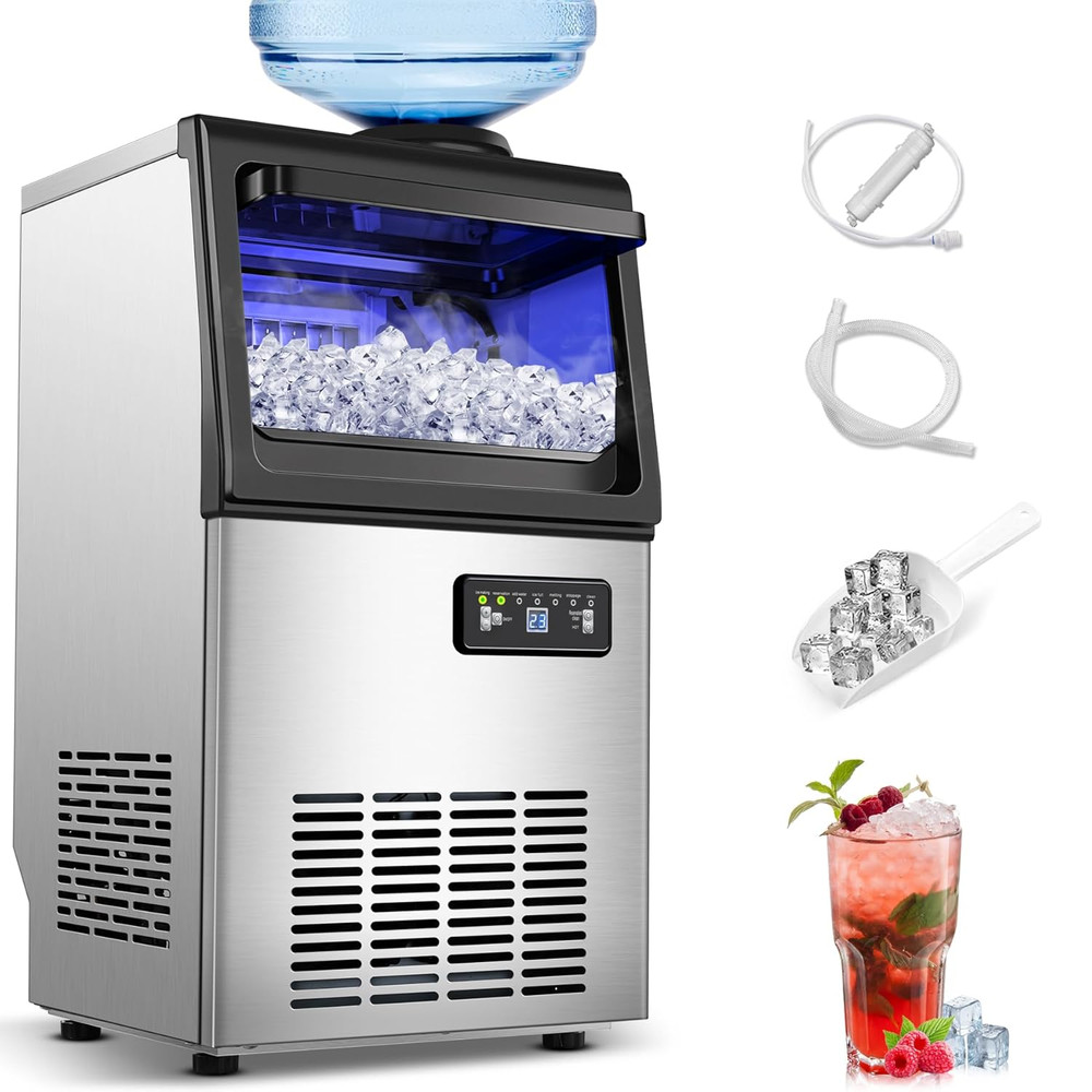 Commercial Ice Maker Machine 110LBS/24H Stainless Steel for Home Bar