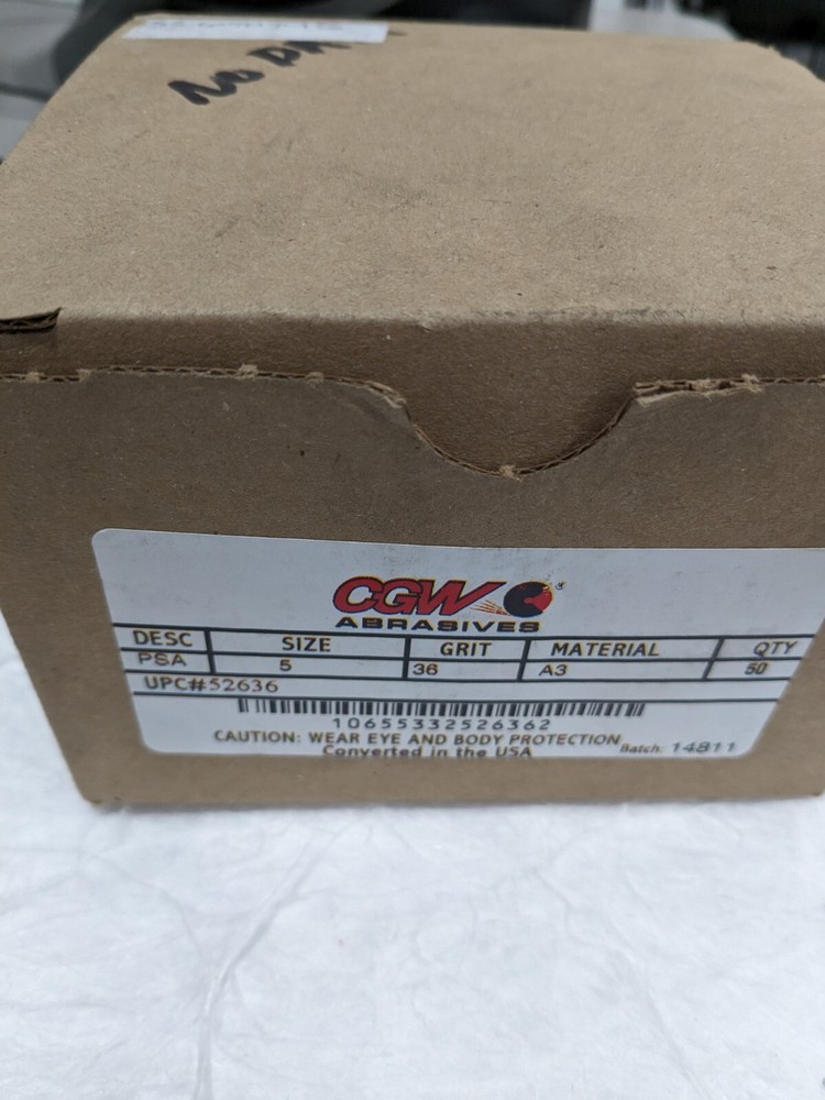 CGW ABRASIVES PSA Disc: 5″ Disc Dia, 36 Grit, AO Qty 50 52636