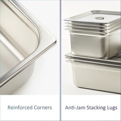 CURTA 6 Metal 1/4 Size 6″ Deep Food Pans 6.5×10.5″Steam Prep Fridge NSF Thick