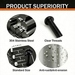 M3 X 4Mm (100 Pack) Button Head Socket Cap Screws, Black Oxide 304 Stainless Ste