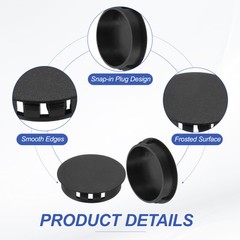 12 Pcs 42mm/1-5/8″ Plastic Hole Plugs, Flush Type Round Plug Black