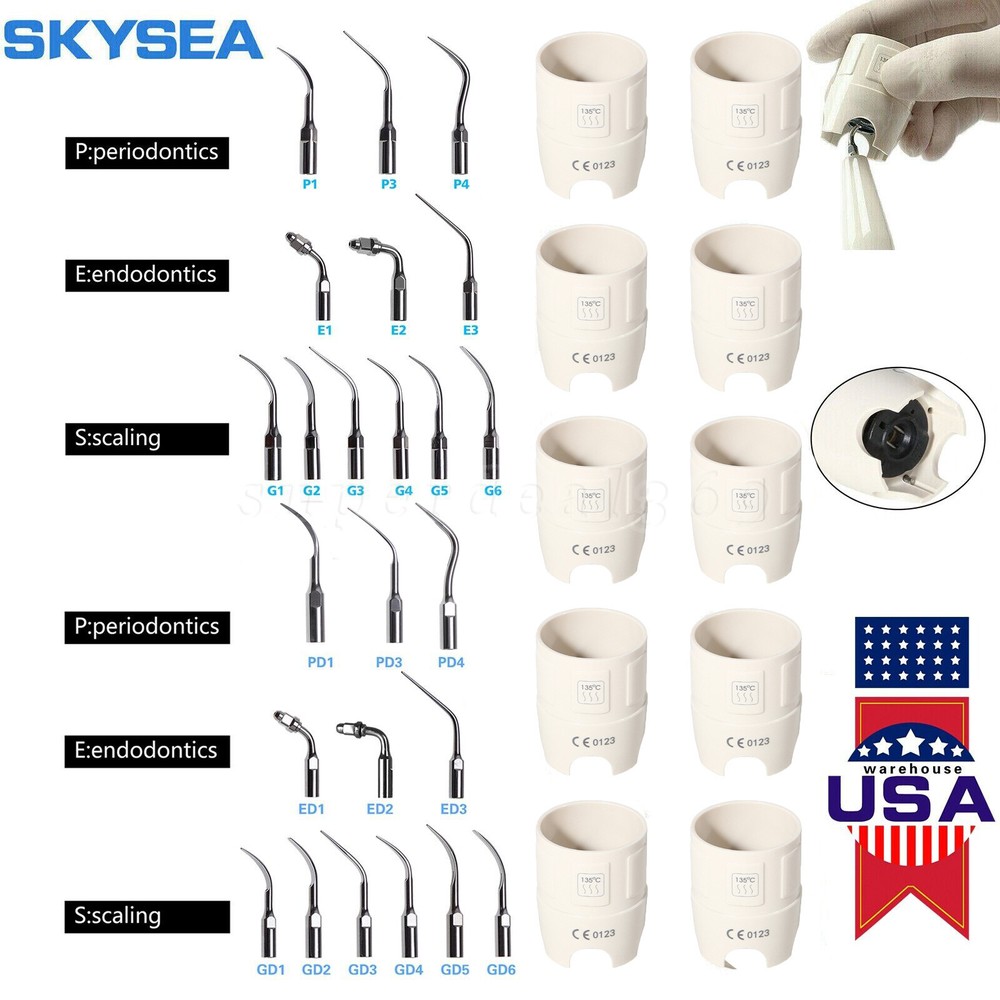 Dental Ultrasonic Scaler Tip Wrench 10*Key / 5 Tips For DTE/SATELEC/Cavitron/EMS