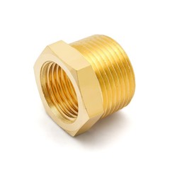 Litoexpe 5Pcs Brass Reducer Hex 3/4″ NPT Male to 1/2″ Female, Gold