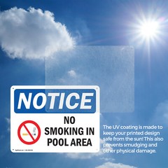 (2 Pack) No Smoking In Pool Area OSHA Notice Sign Decal Metal Plastic