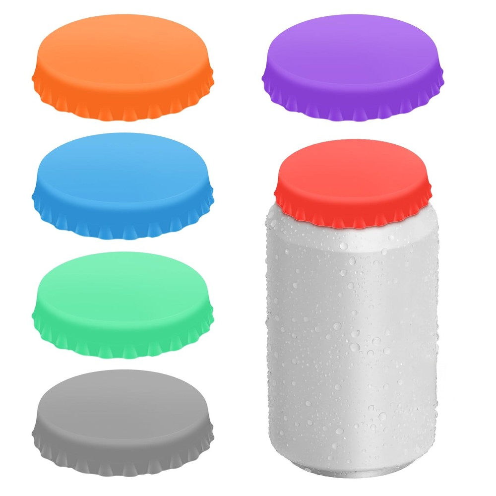 6 PCS Silicone Soda Can Lids,6 Color BPA-Free Reusable Multiple colors