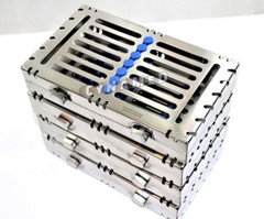 5 GERMAN DENTAL AUTOCLAVE STERILIZATION CASSETTE TRAY INSTRUMENT 7.25X4.75X1.25″