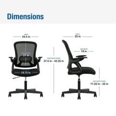 Ergonomic Mesh Office Chair Flip Up Arms Adjustable Black 275 lb