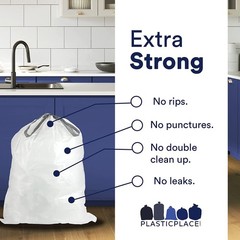 Plasticplace Trash Bags Compatible Simplehuman Code M Packs White Drawstring