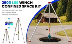 Confined Space Tripod Kit w/ 2600 LBS Lifting Winch Confined Space Rescue Tripod