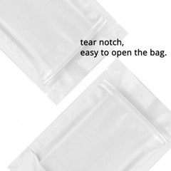 Multi-Size Matte Clear White Mylar Stand up Zip Lock Bag Pouch w/ Tear Notch W02