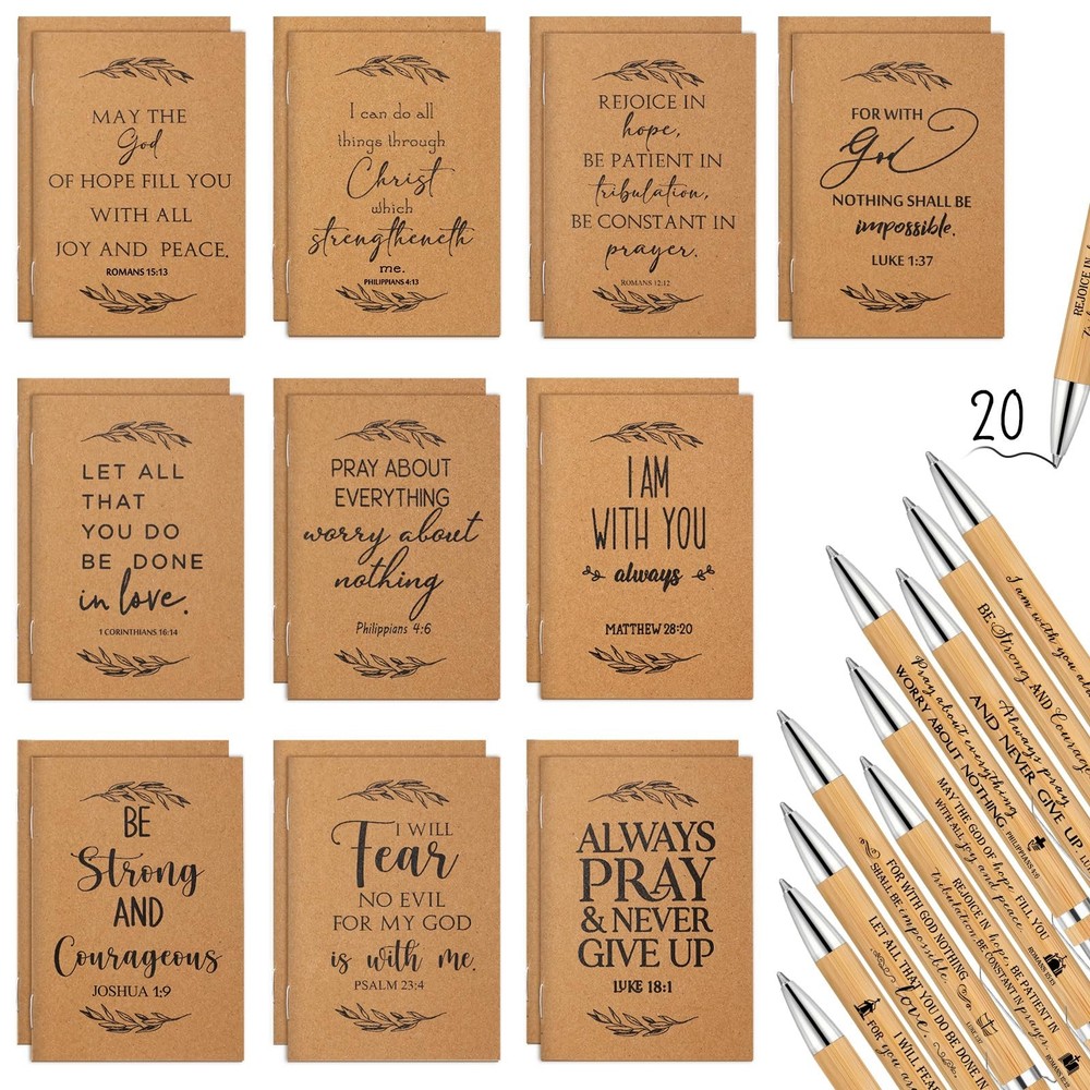 40 Pcs Christian Gift Set Bible Verse Prayer Journals Bible Pens Inspirationa…