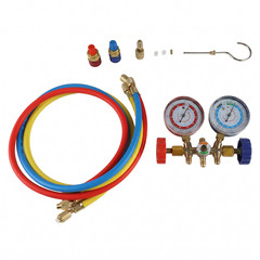 Manifold Gauge Set 3 Color Charging Hoses Large Celsius Display for Car AC HVAC
