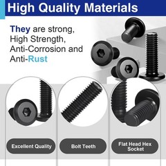 30 Pcs 1/4″-20 x 3/4″ Flat Head Socket Cap Screws Bolts, 304 Stainless Steel,