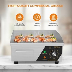 ROVSUN 14″ Commercial Electric Griddle 1500W Countertop Flat Top Grill 122℉-572℉