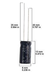 220Uf 25V 6 * 12Mm 20Pcs Electrolytic Capacitor 220 UF MFD 25 Volt 0.24 * 0.47In