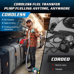 12 GPM Electric Cordless Diesel Kerosene Pump Fuel Transfer Pump 21V 2x 4.0Ah