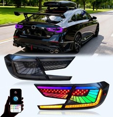 Multicolor LED Tail Light Fit for Honda Accord 10th Gen 2018-2022, 1 Pair Smo…