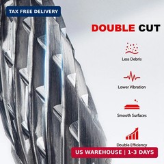 HAUTMEC 5Pcs Tungsten Carbide Rotary Burr Bit YG6, 1/4″ Shank Double Cut Die Gri
