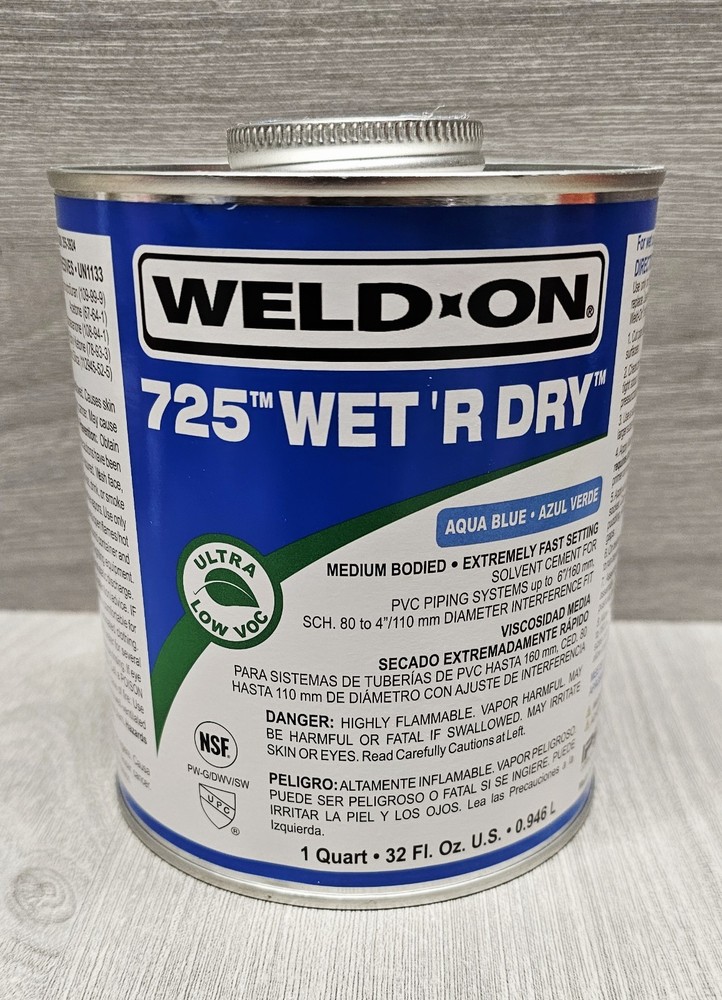 Quart Aqua Blue IPS® Weld-On® 725TM Wet ‘R Dry