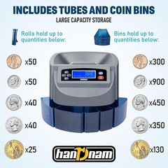 USD Coin Sorter Coin Counter Wrapper and Roller 270 Coins/min LCD Display