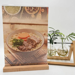 Acrylic Sign Holder 8.5×11 Inch with Solid Wood Base – Thick & Stable Clear Menu