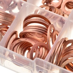 200x/Kit Solid Copper Crush Washers Gasket Set Flat O-Ring Seal Assortment