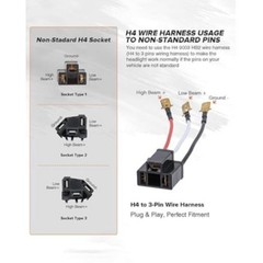 2PCS H4 9003 HB2 Wire Wiring Harness Sockets for 4″x6″ 7″x6″ 5″x7″ Inch Sealed B