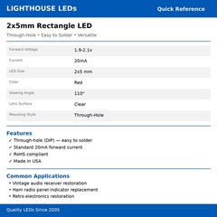 50 x 2x5x7mm Rectangle LEDs Wide Angle Red LED Square x 2 5 7 – 7x5x2 mm 2x7x5